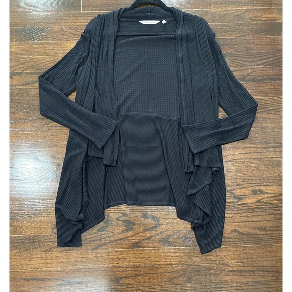 Soft Surrounds Waffle Knit Open Front Cardigan Women's Size S Waterfall Hem - Picture 6 of 6